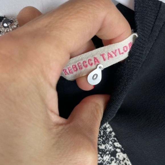 Rebecca Taylor 100% Silk Woodcut Colorblock Blouse - Picture 9 of 14